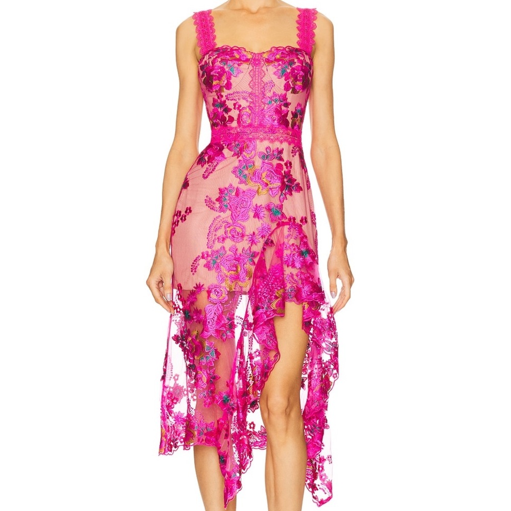 Bronx and Banco Eva Midi Dress in fuchsia